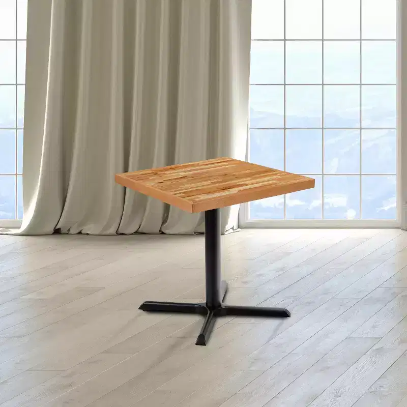 Square Butcher Block Style Solid Wood Table Top, UV-Treated, Restaurant Grade