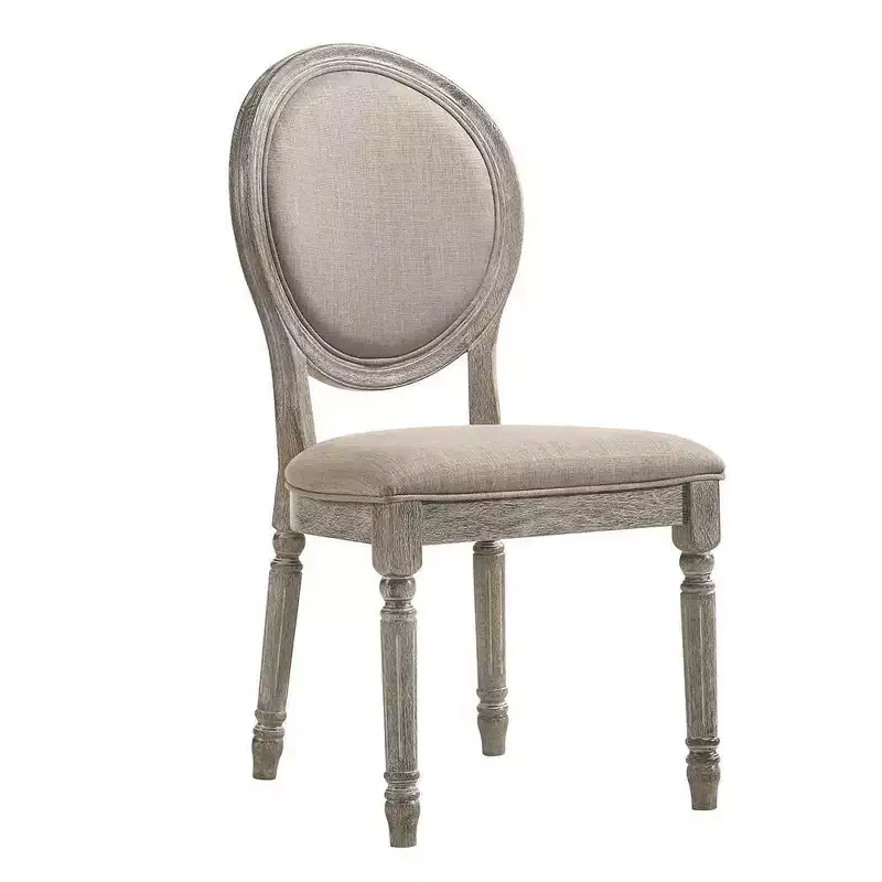Accent Chair Tan Fabric/Salvaged Light Oak Finish