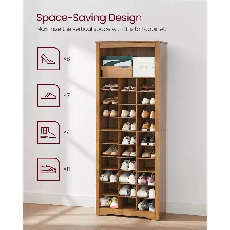 10-Tier Shoe Storage Cabinet, Holds 30 Pairs, Shoe Rack for Entryway & Bedroom
