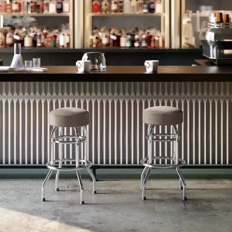 Double Ring Chrome Barstool