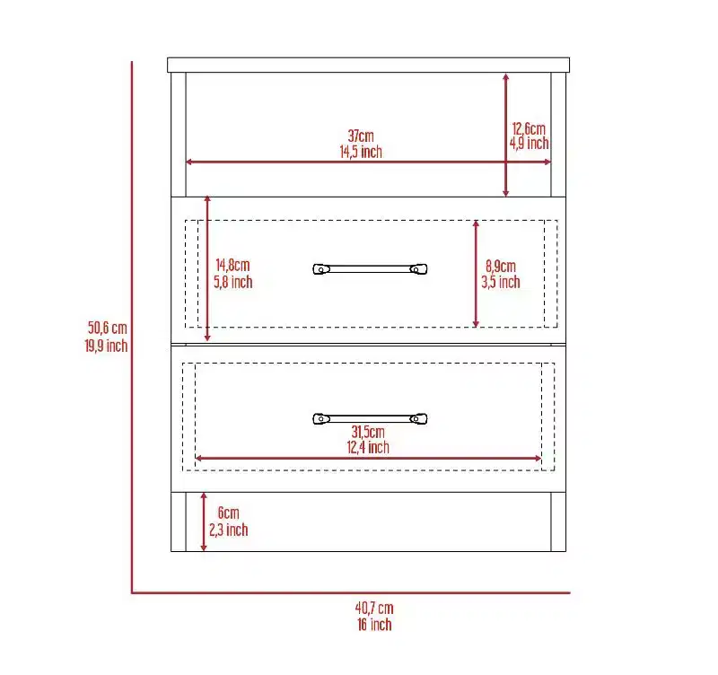 Square Coffee Table with Drawer, Four Legs - Black