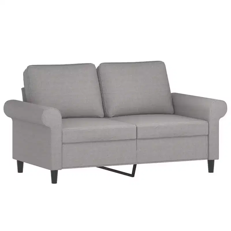 vidaXL Light Gray 2-Seater Sofa - Modern Style with Durable Fabric, Sturdy Metal and Plywood Frame, Comfortable Seats, & Easy Assembly