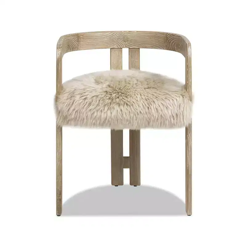 Jennifer Taylor Home Millwick 21 Low Back Genuine Fur Dining Chair, Natural Blonde Genuine Fur