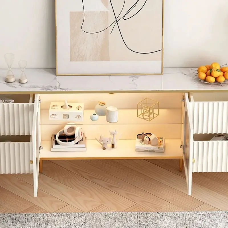 JASIWAY Light Luxury Modern Rectangle TV Stand