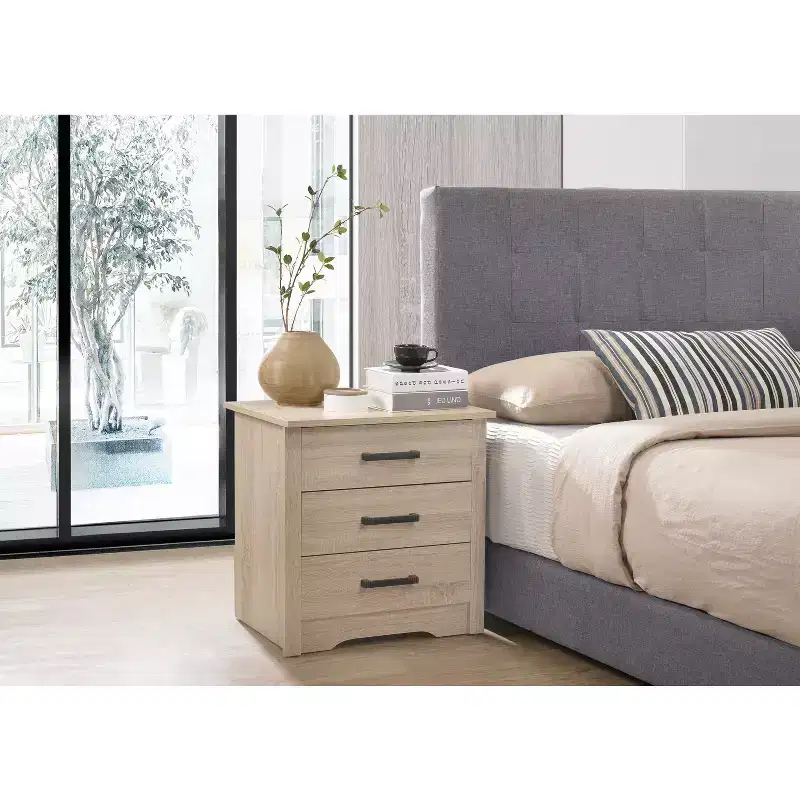 23 in.H x 22 in W Rectangle Yellow Finish 3 Drawers Wood Nightstand For Living Room and Bedroom