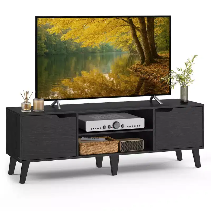 TV Stand for 65-Inch TVs,Entertainment Center with Adjustable Shelf,58-Inch Long Media Console Table,for Living Room, Bedroom