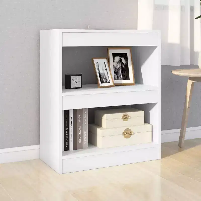 Book Cabinet White Engineered Wood – 2-Shelf Storage