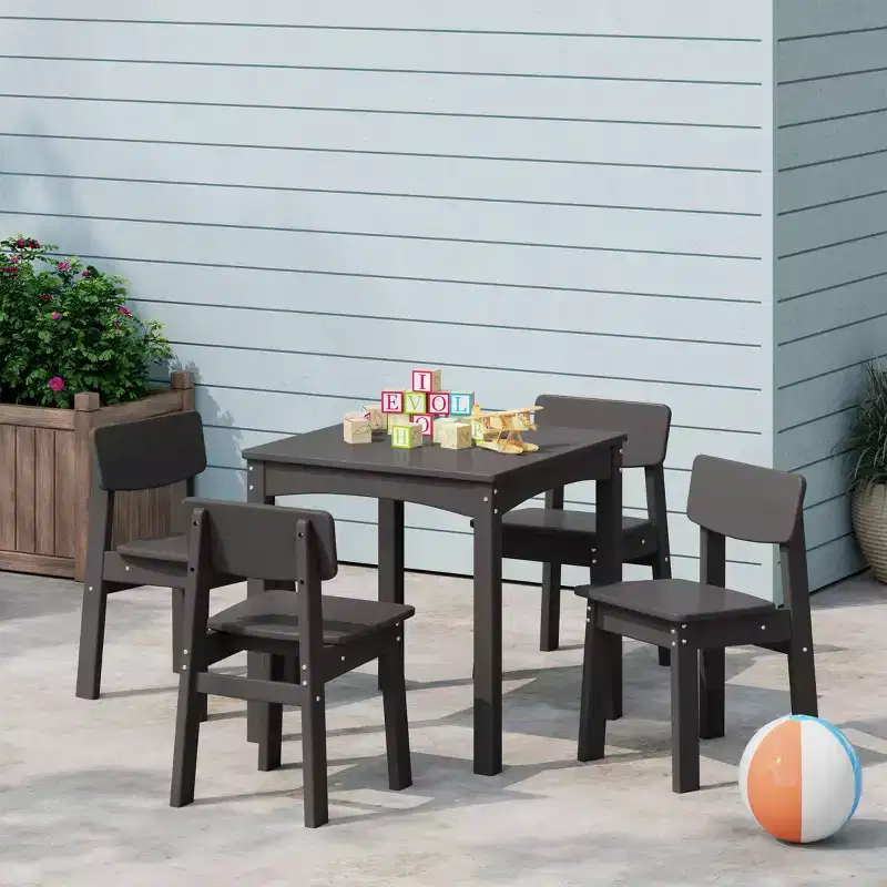 WestinTrends Treehouse Kids 5-Piece Modern HDPE Dining Table and Chairs Set