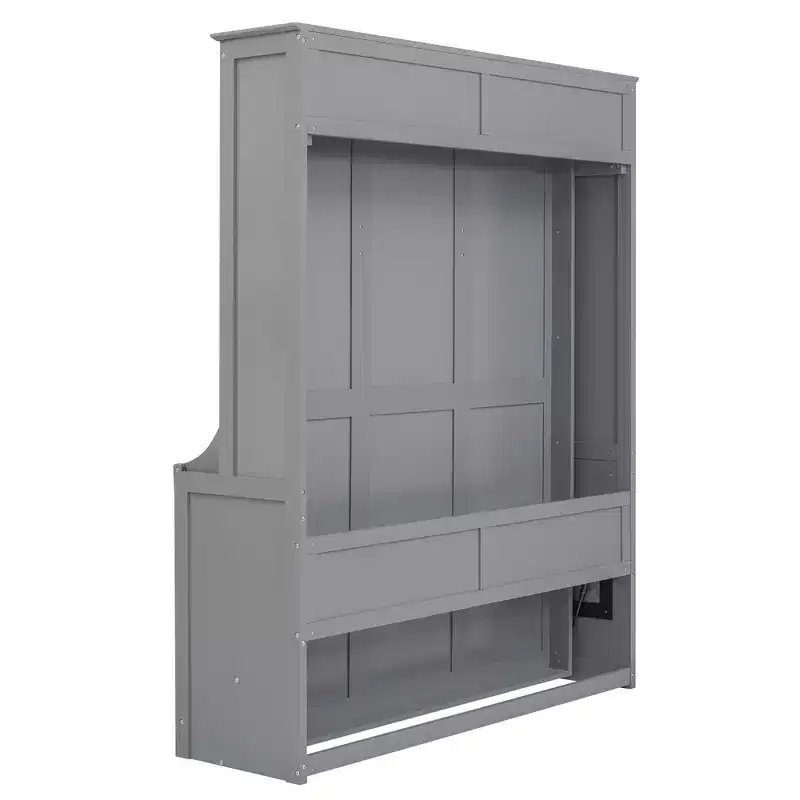 Queen Size Murphy Bed With Desk Foldable Pull-Down Wall Murphy Bed Frame Space-Saving Multipurpose Storage Bed For Apartments