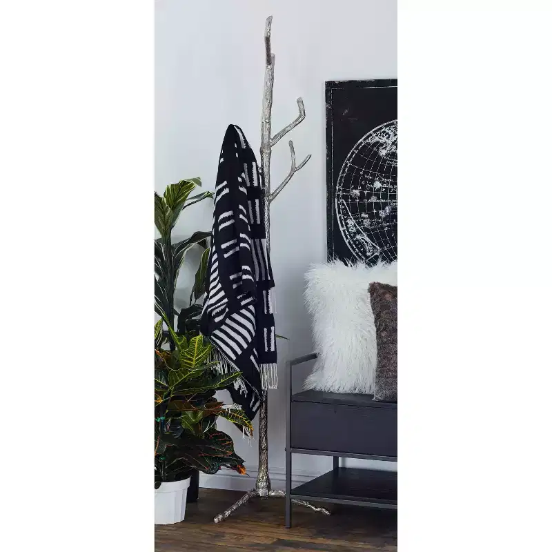 Eclectic Metal Coat Rack Silver