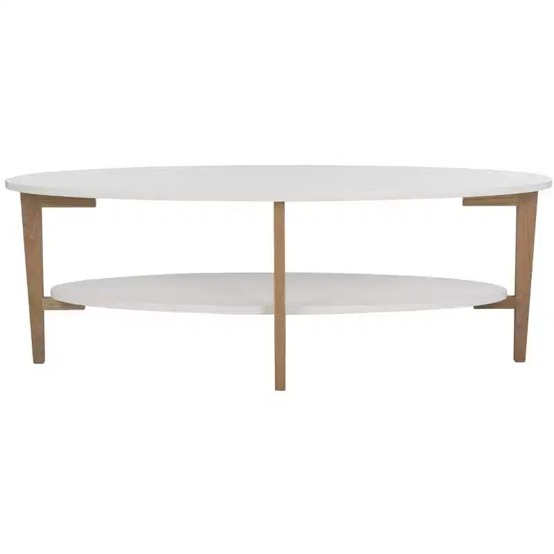 Woodruff Oval Coffee Table - White/Oak