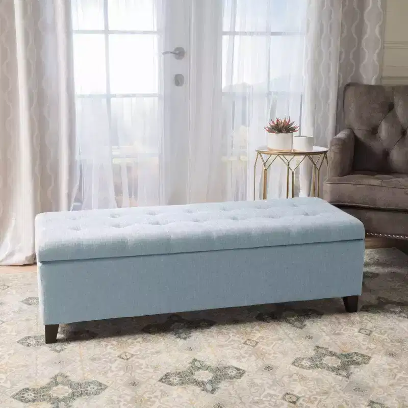 TUYOHW 50.75 Storage Ottoman Bench,Upholstered End of Bed Ottoman Bench with Hidden Storage Compartment,Ottoman for Living Room,Entryway