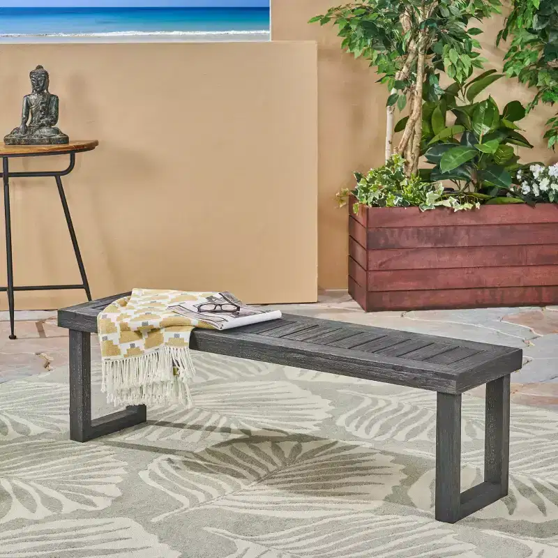 GDFStudio Josette Outdoor Acacia Wood Dining Bench