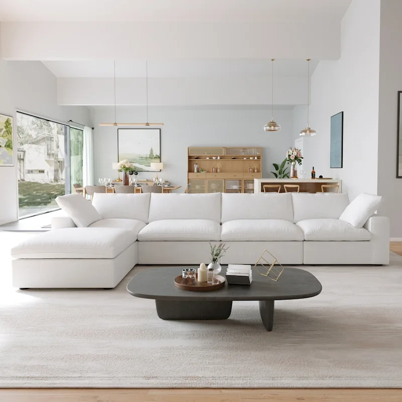 L Shape Couches for Living Room, Modern Modular Convertible Sectional Sofa Couch with Removable Cushion Covers
