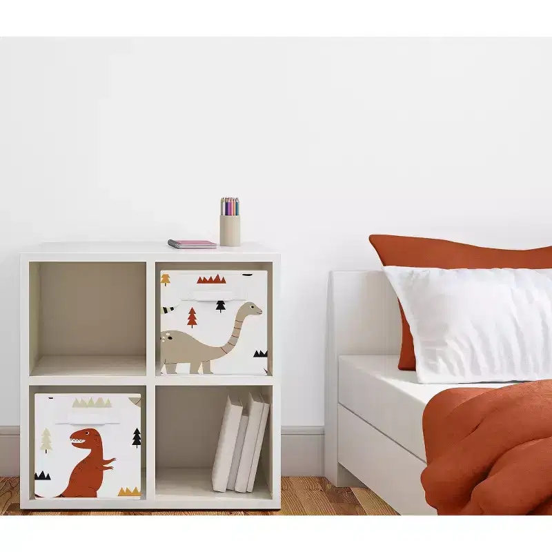 Boy or Girl Gender Neutral Unisex Kids' Decorative Fabric Storage Bins Mod Dinosaur Black and Orange