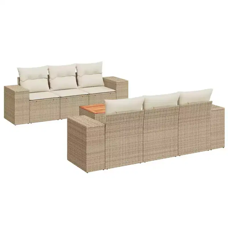 vidaXL Patio Sofa Set with Cushions Outdoor Furniture Poly Rattan