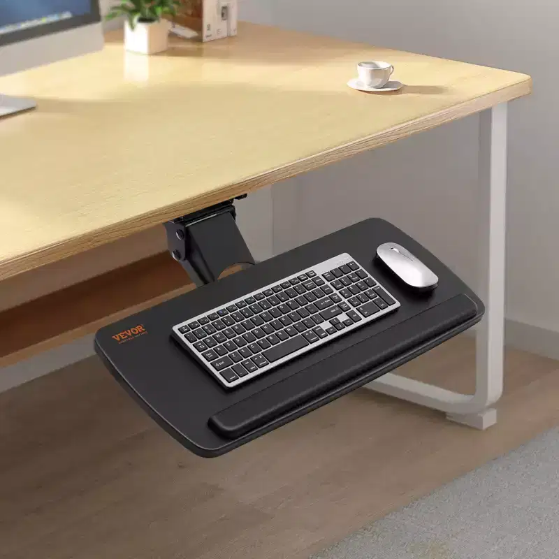 Under-Desk Keyboard Tray with Adjustable Height and Angle - 25x9.8