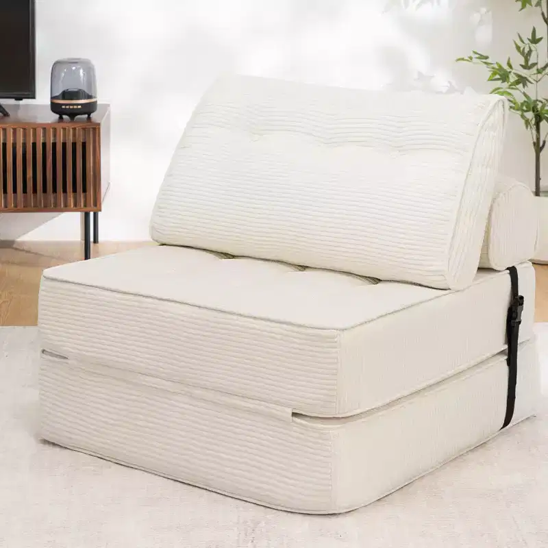 Foldable Sofa Bed with Adjustable Backrest, Portable Single Sleeper Sofa for Living Room & Office
