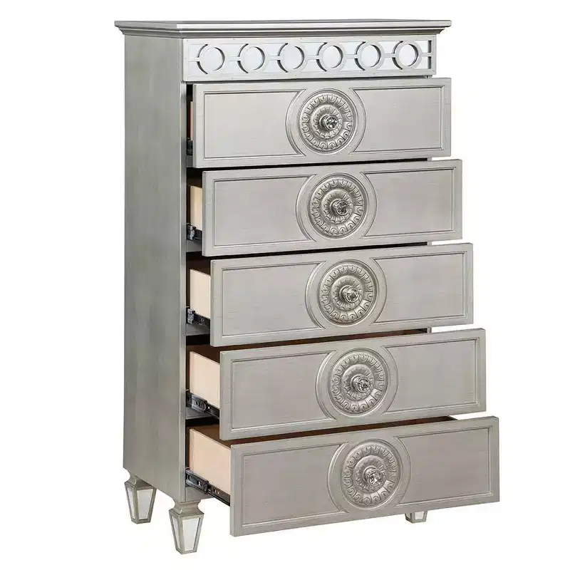 31" Varian Decorative Storage Drawer Silver and Mirrored Finish - Acme Furniture