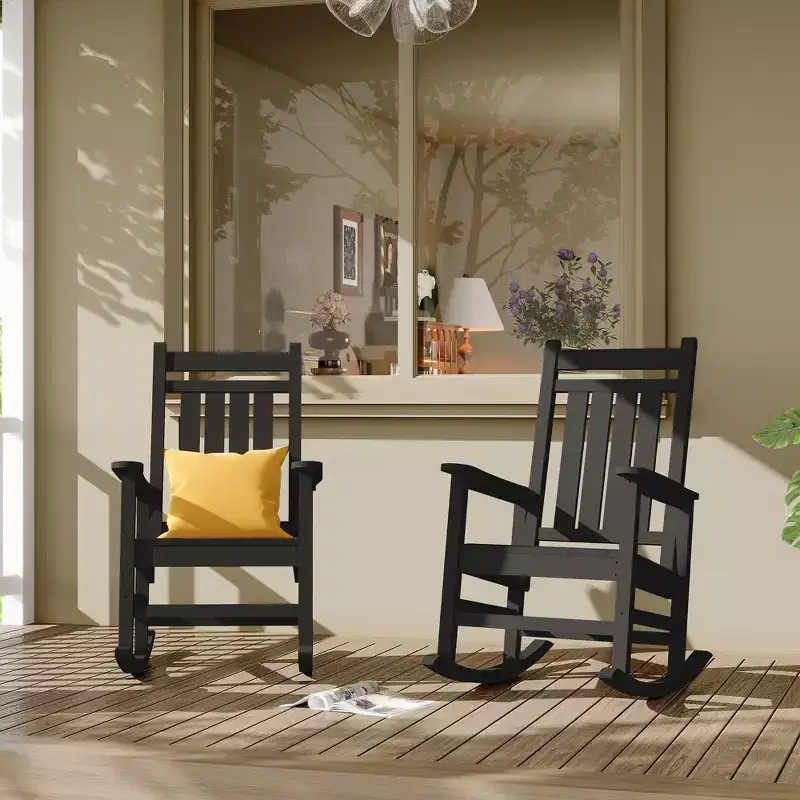 Oversized HDPE Outdoor Rocking Chair, Heavy Duty All-Weather Patio Rocker, Durable Porch Rocking Chair for Outside, Front Yard, Deck, Garden