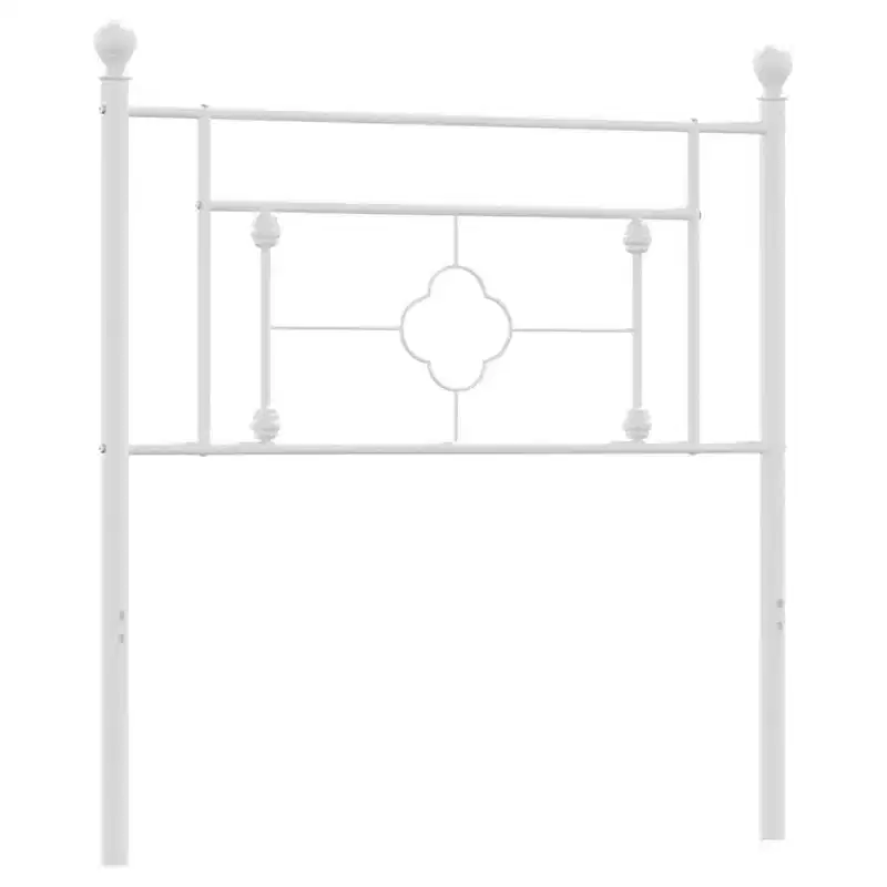XL Modern Metal Headboard, Robust Steel, Easy Assembly, White, Twin