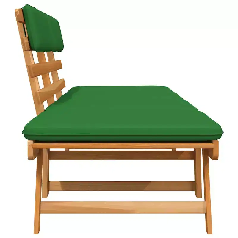 Garden Bench Green, Brown Solid Acacia wood, Polyester Medium