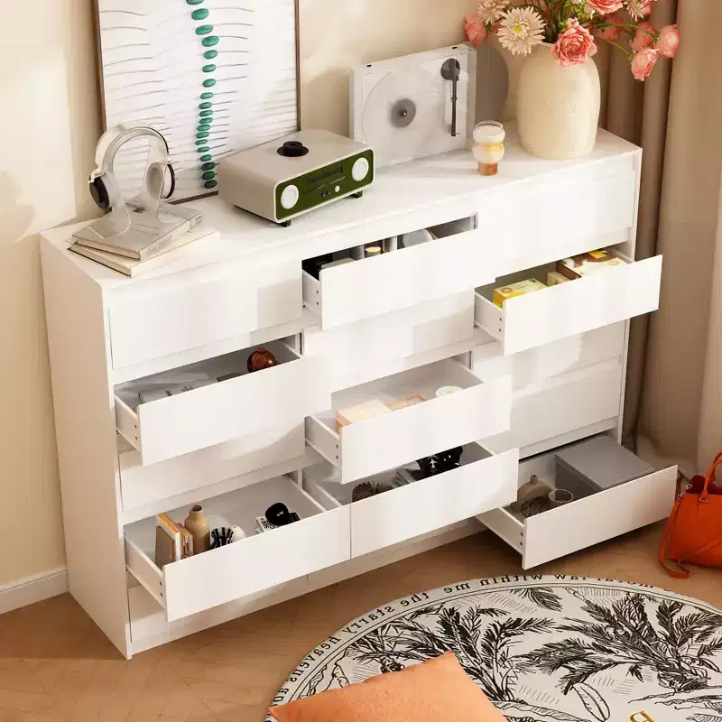 Famapy White Multifunctional Dresser 15 Drawer Storage Space Horizontal Dresser