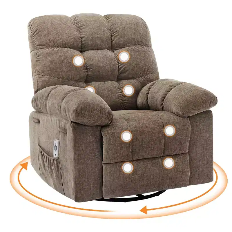 Oversized Swivel Rocker Recliner with Massage & Heat