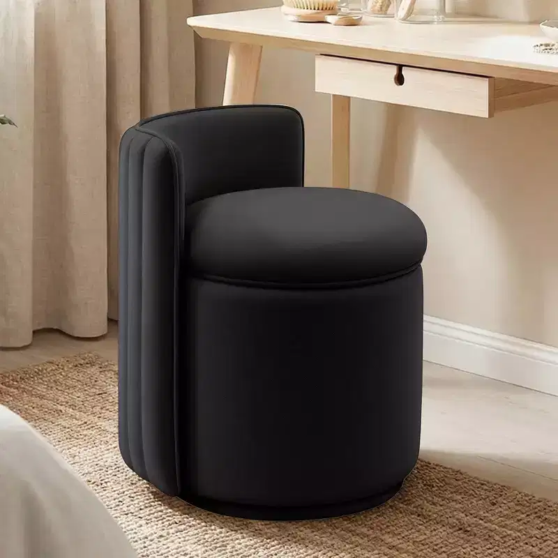 KERDOM Velvet Vanity Chair With Storage, Wavy Backrest, No Assembly, Suitable For Bedroom, Dressing Room, Living Room