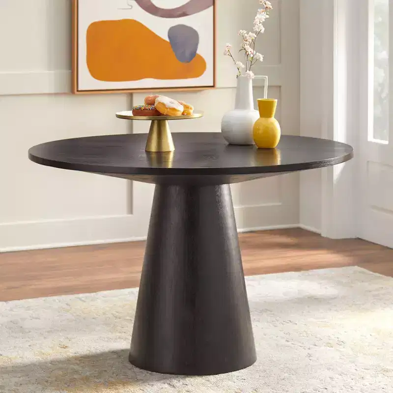 Buylateral Elina Modern 45" Round Pedestal Dining Table Black