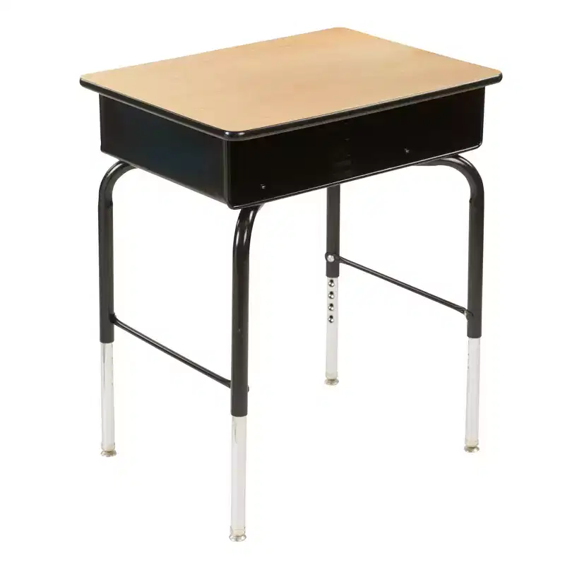 ECR4Kids Open Front Desk with Metal Storage Book Box, Adjustable, Classroom Furniture