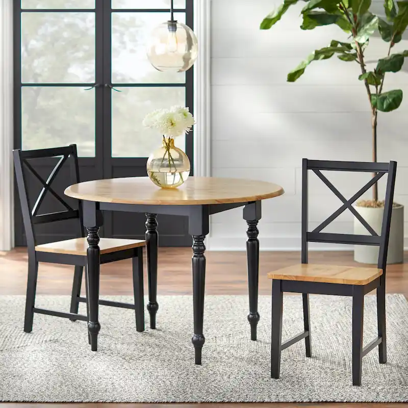 Simple Living Two-tone 40-inch Rubberwood Round Drop-leaf Table