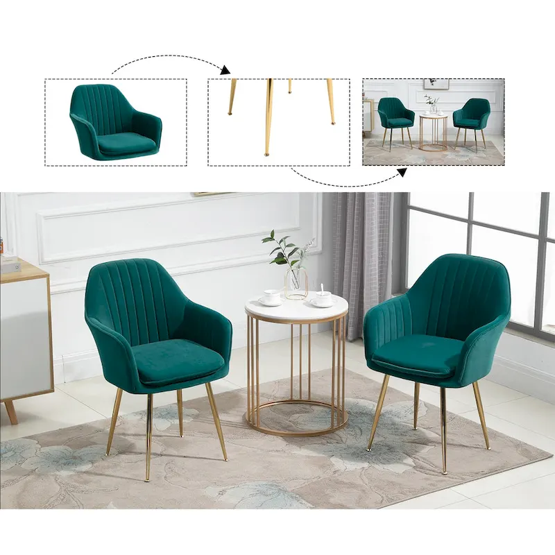 AVAWING Upholstered Velvet Dining Chairs Accent Arm Chairs Set of 4
