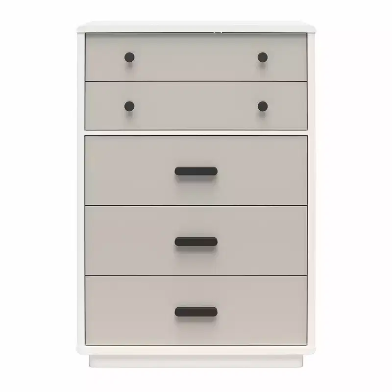 CosmoLiving by Cosmopolitan Valencia Tall 5-Drawer Dresser, Taupe and White
