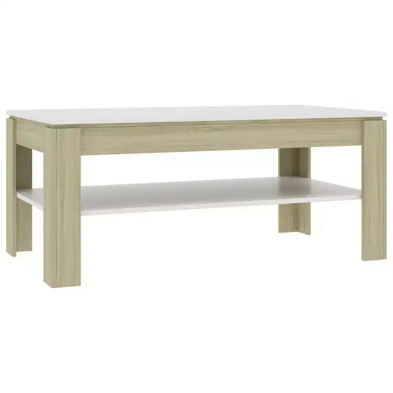 Coffee Table Accent End Side Sofa Table for Living Room Engineered Wood - White and Sonoma Oak