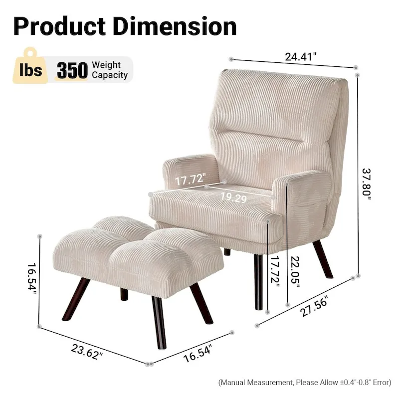 OVIOS Ajustable Recliner Chair with Ottoman