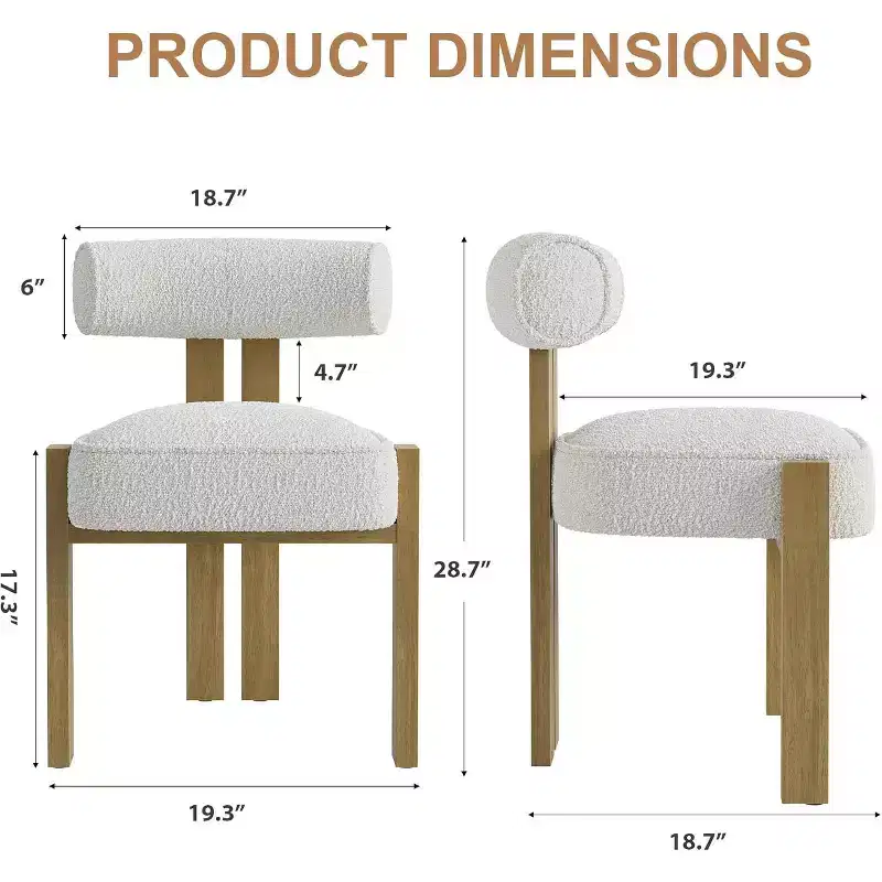 Upholstered Dining Chairs, Modern Chairs with Ergonomic Curved Back, Kitchen Chairs with Wood Legs for Dining Room, Living Room
