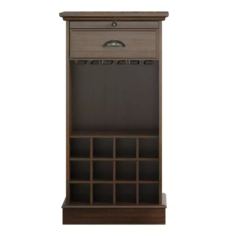 Wine Cabinet with Stemware Rack, Pull-Out Tray, and Drawer
