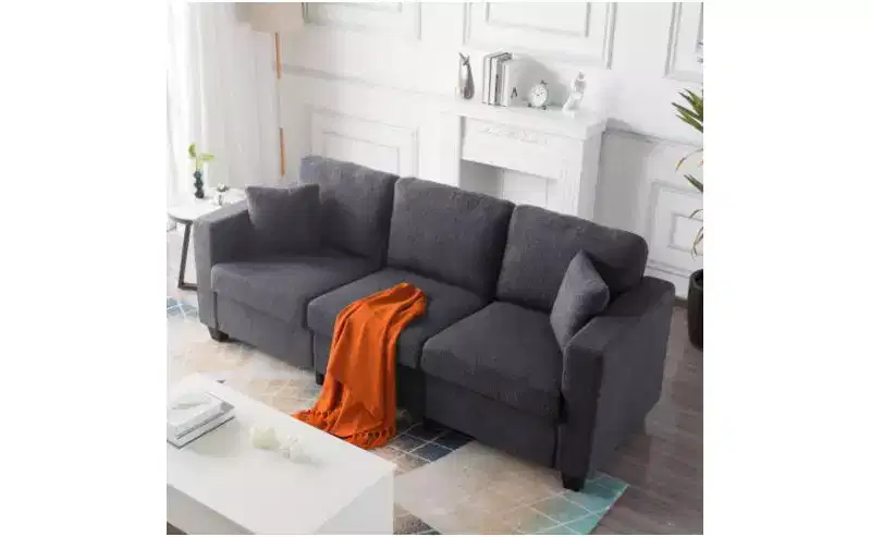 Okak Modern Teddy Velvet 3-Seater Sofa with Thickened Back Cushions,Upholstered Futon Sofa Couch for Living Room,Apartment
