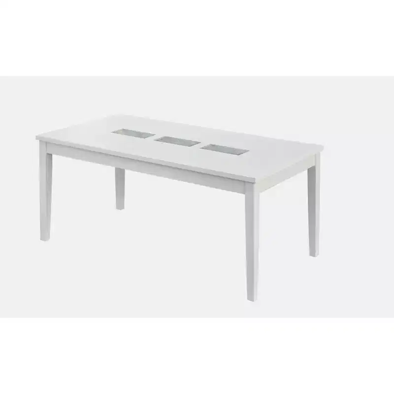 Diamond Rectangular Dining Table White – 6-Seater, MDF & Rubberwood