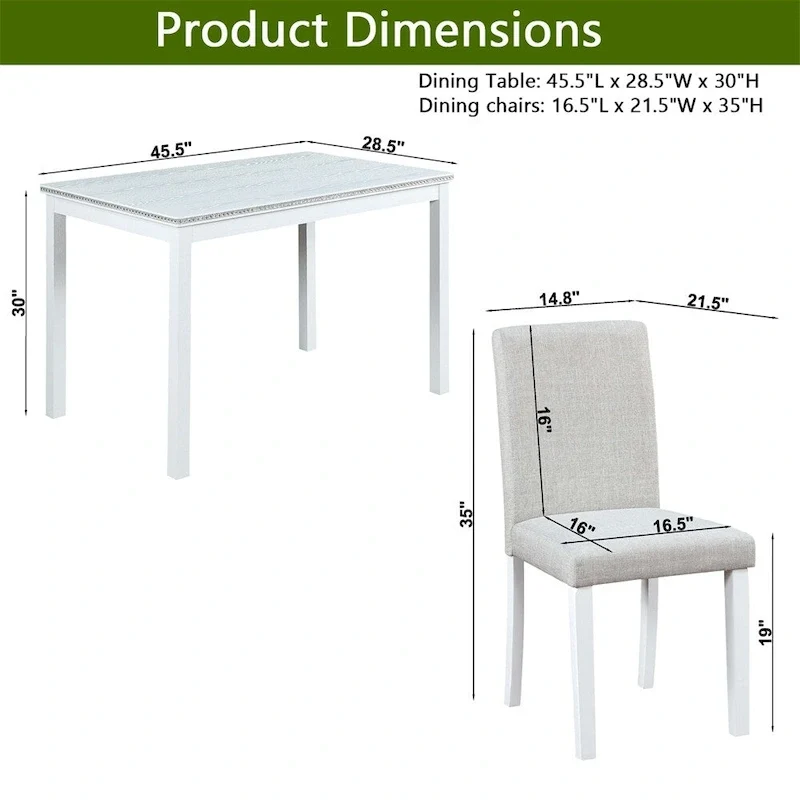 5-piece Wood Dining Counter Height Table and Chair Set