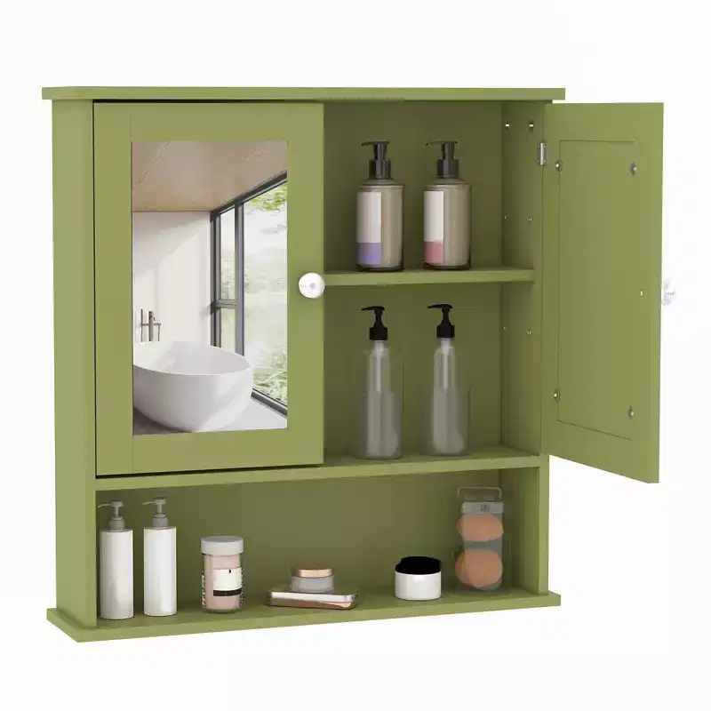 Space-Saving Over-The-Toilet Cabinet with Glass Doors & Adjustable Shelves, Waterproof Wall Mounted Storage for Bathroom or Kitchen