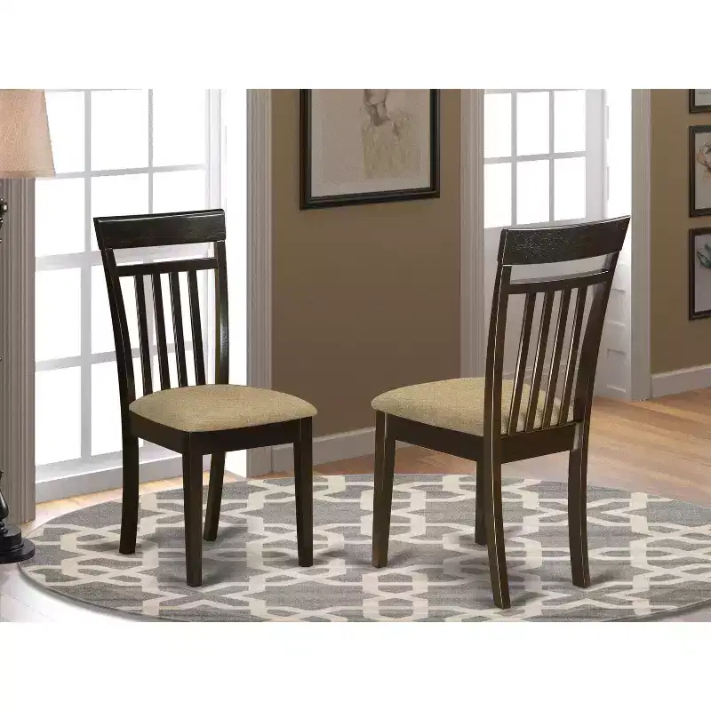 Asian Fusion Slat Back Dining Chair with Wood Seat – 17