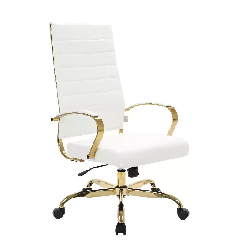38 in.H Adjustable Height Black Faux Leather Executive Office Chair with Casters/Wheels