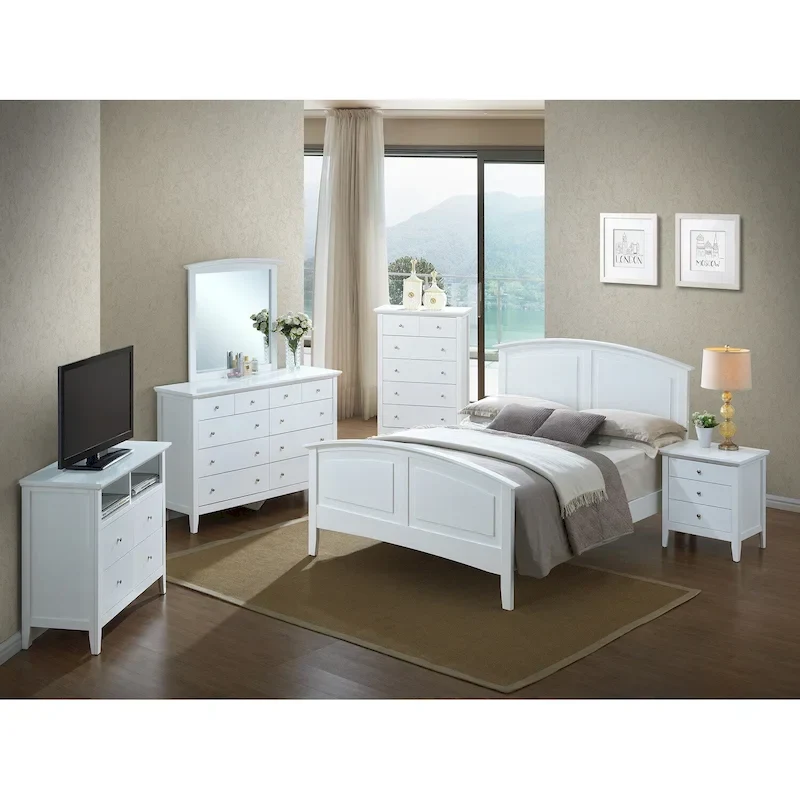 Queen Panel Bed with Curved Top Rail