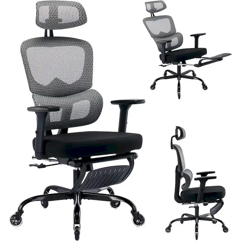Ergonomic Mesh Office Chair with Footrest and Lumbar Support
