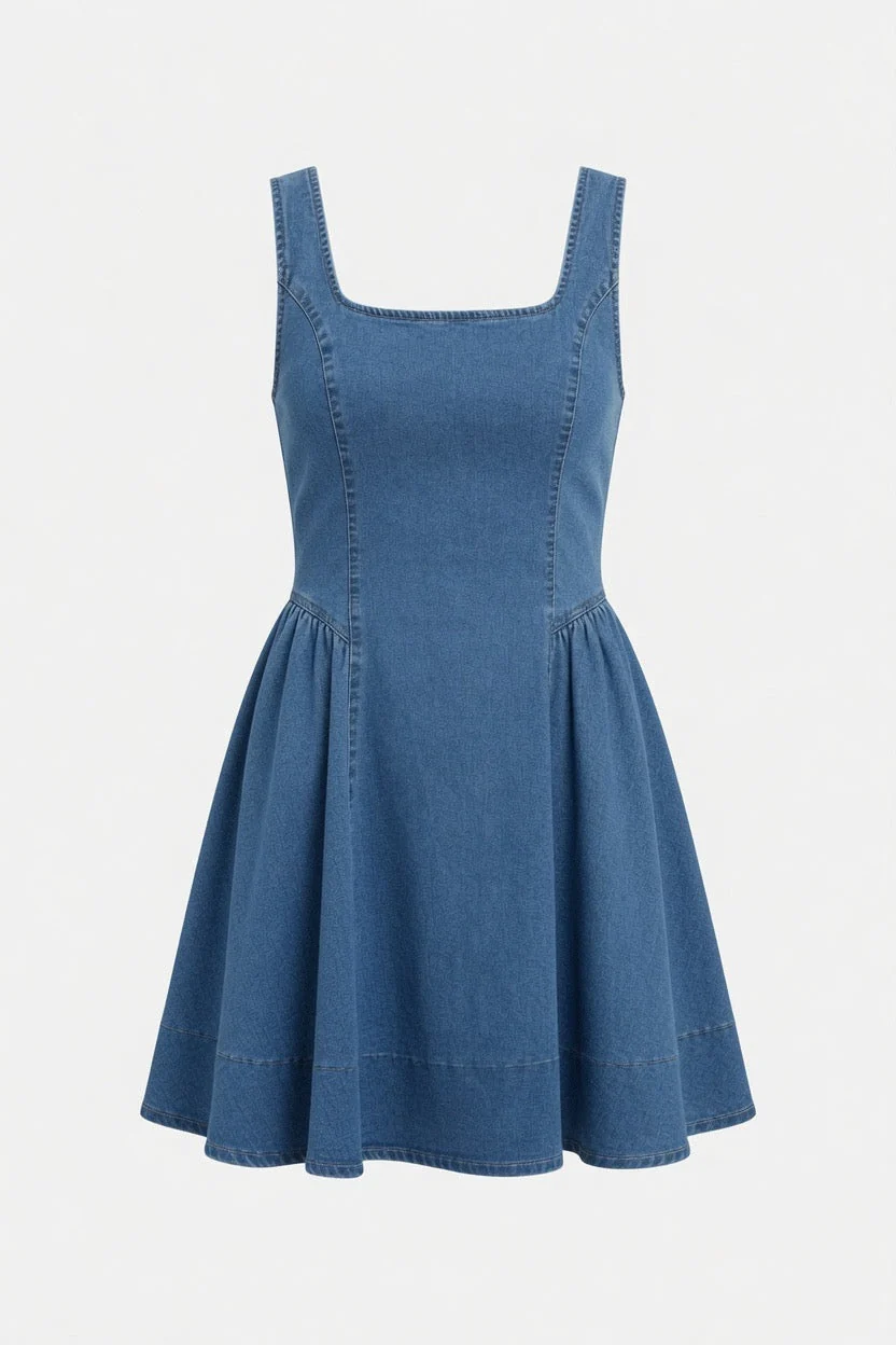 Denim Sleeveless A-Line Mini Dress