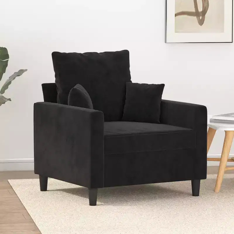 Modern Black Velvet Sofa Chair