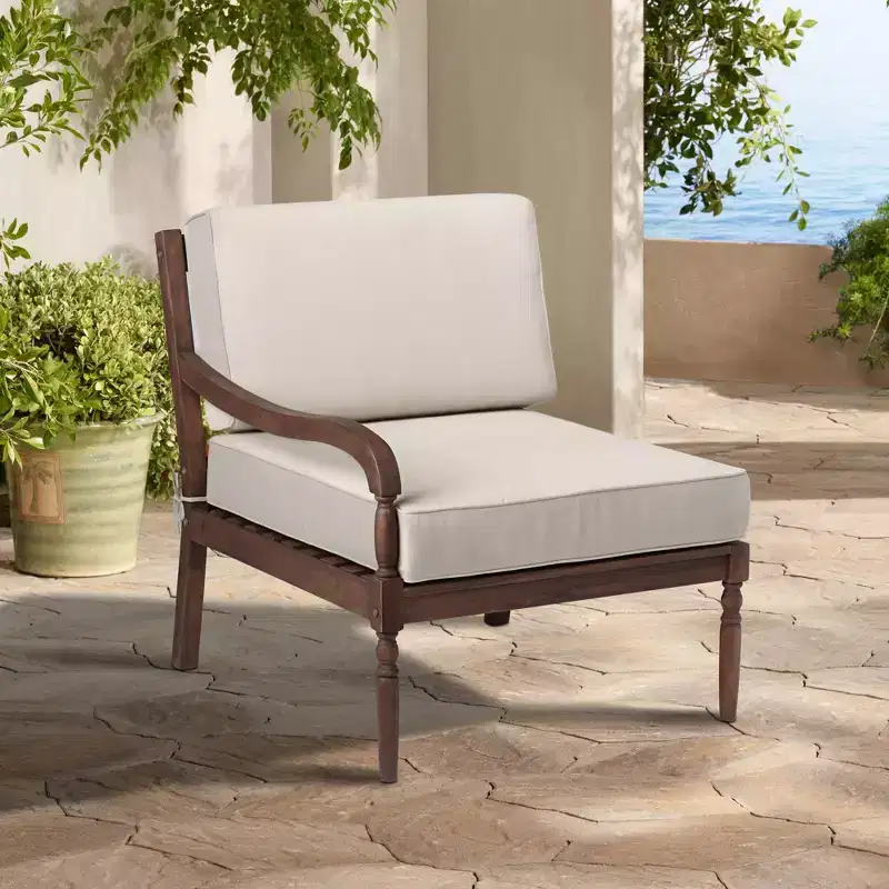 Teal Island Designs Napa Modular Natural Dark Oil Acacia Left Arm Chair