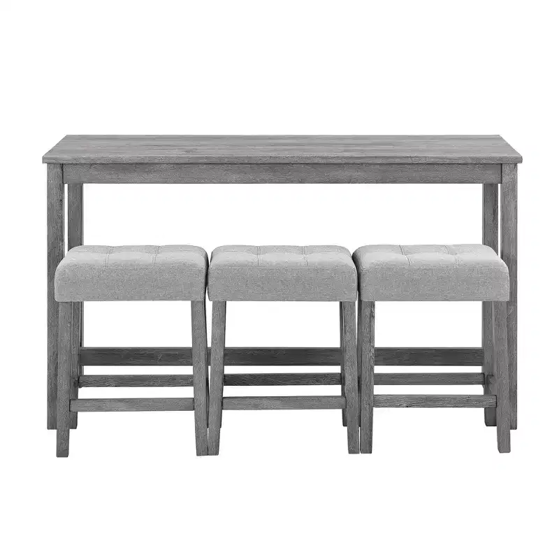 sumyeg Industrial 4-Piece Bar Table Set with Power Outlet in Grey